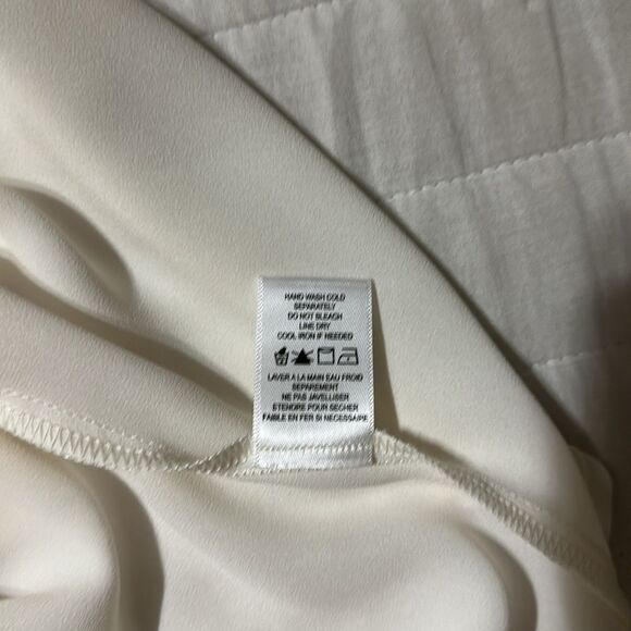 Anthro x Pleione XL Ivory High Low Pleated Back Front Keyhole Cap Sleeve Shell - Picture 9 of 10